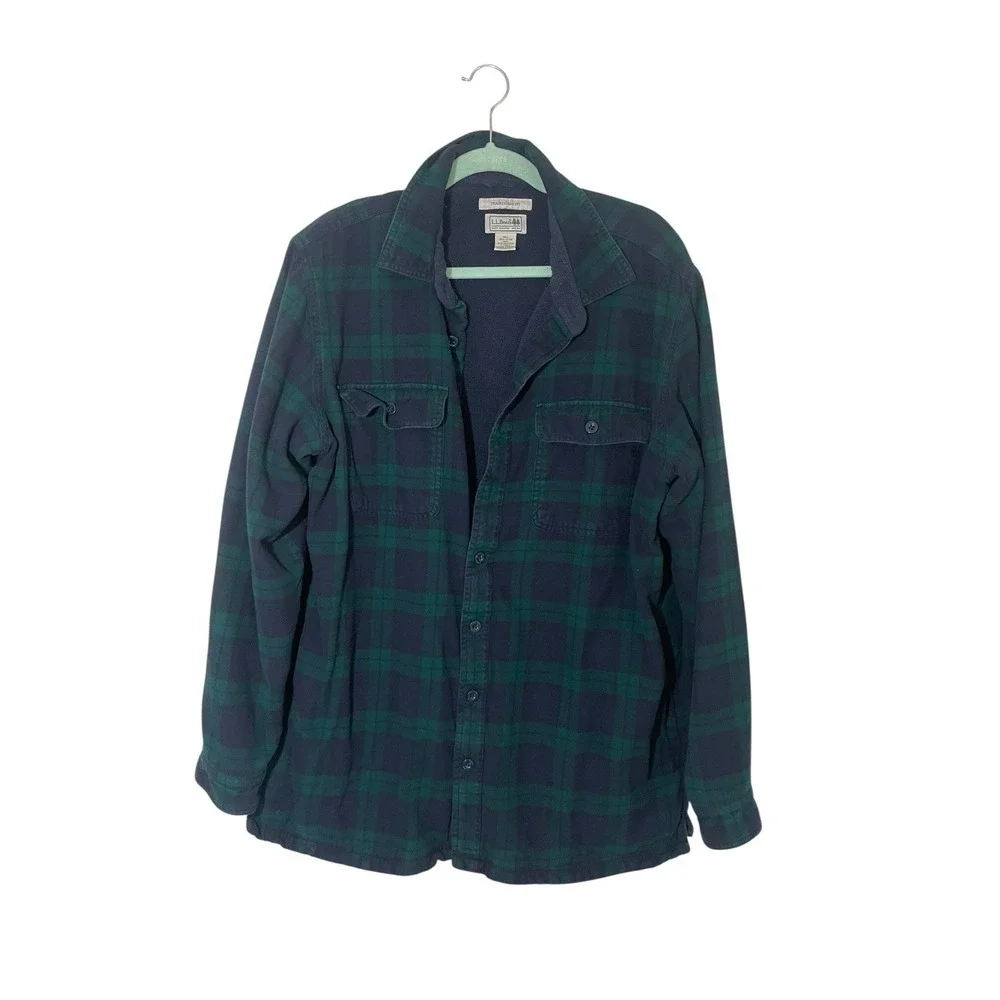 Vintage L.L.Bean Shirt‎ Jacket Mens Large Tall Fleece Lined Flannel 90s Workwear